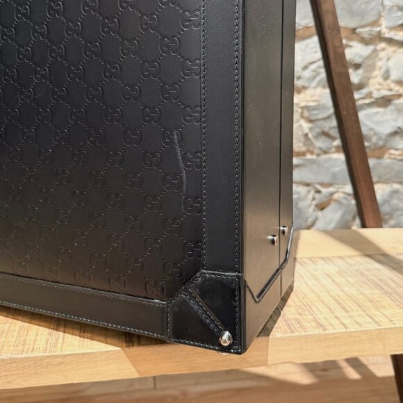 Gucci Black Leather Guccissima GG Embossed Trunk Suitcase - Picture 7 of 16